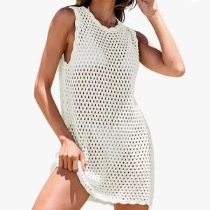 Ivory crochet beach cover up